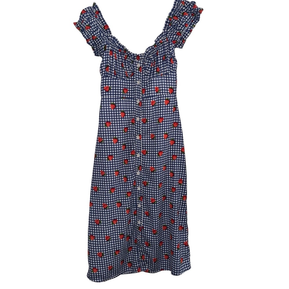 Urban Outfitters Women's XS Strawberry Dress Y2K milkmade Cottagecore Gingham - Picture 2 of 7